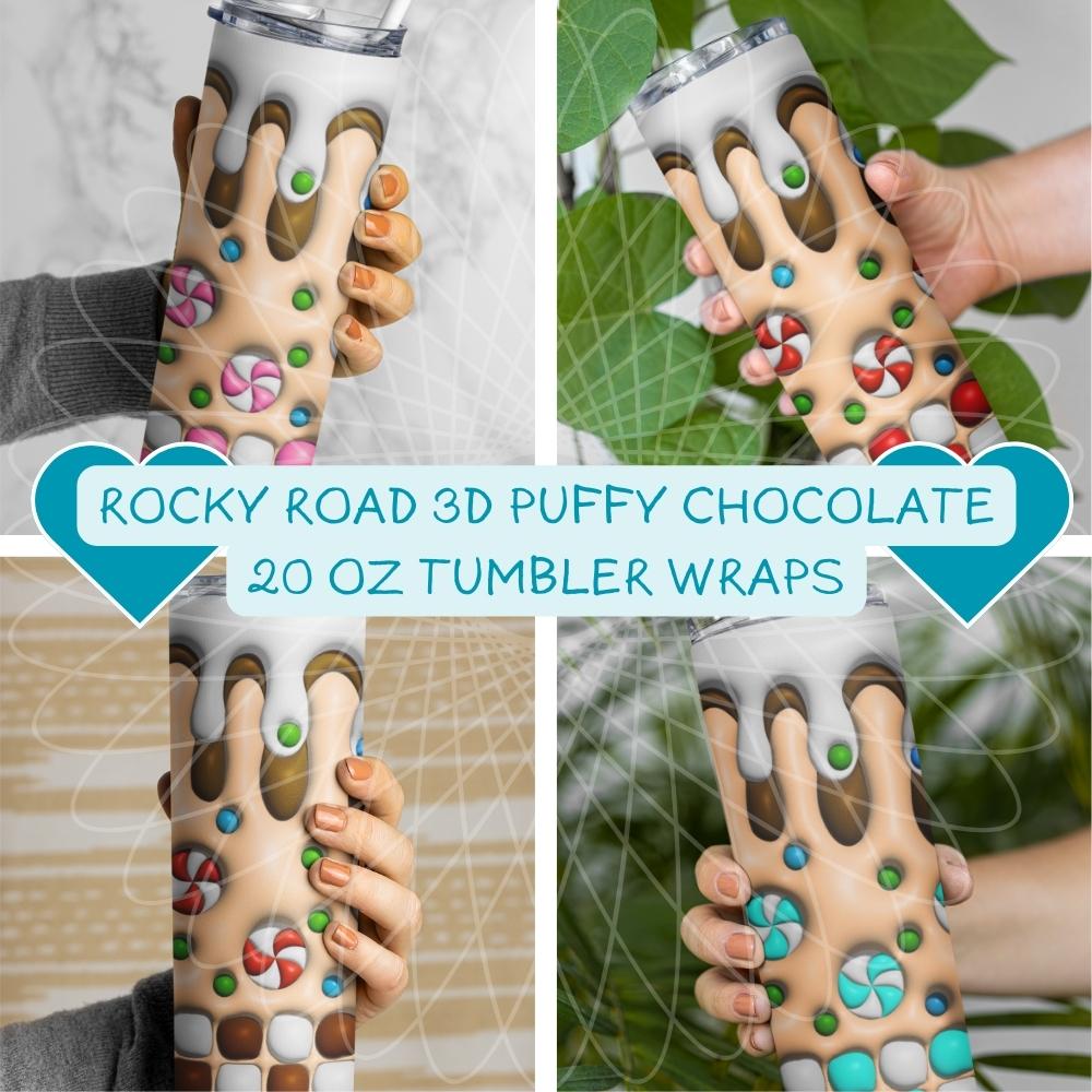 PUFFY ROCKY ROAD SCHOKOLADE - Set 1 - 3D Optik 20oz Tumbler Wraps