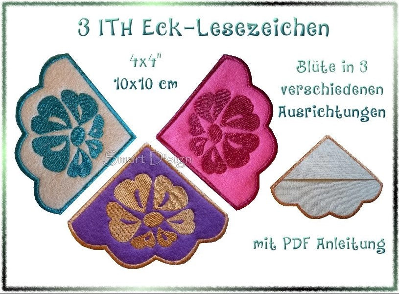 3  ITH Eck-Lesezeichen Blüten 