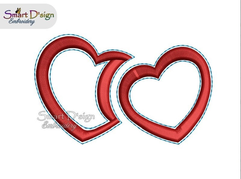 3D Embossed DOUBLE HEARTS Trapunto