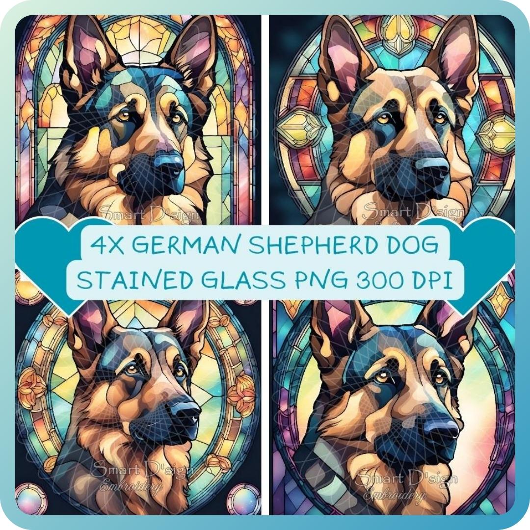 DEUTSCHER SCHÄFERHUND - GLASMALEREI