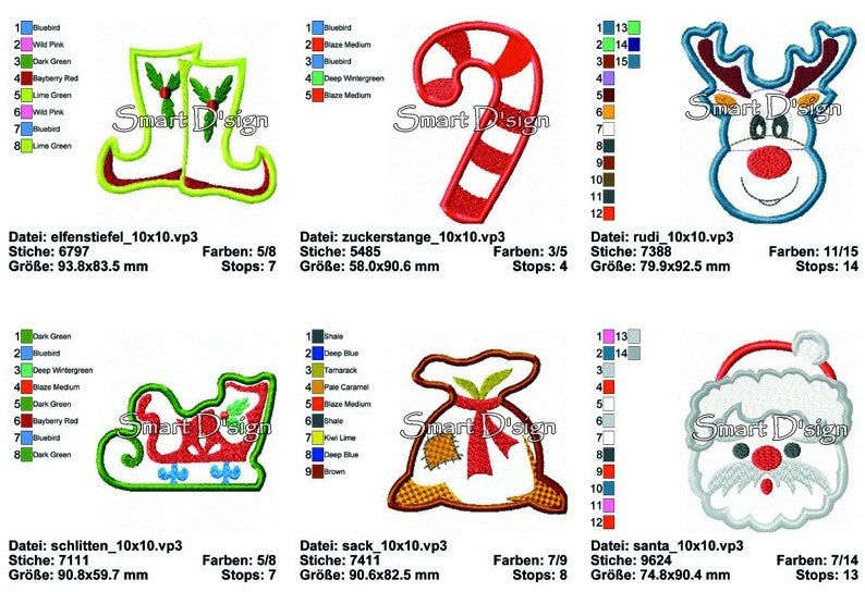 6 CHRISTMAS APPLIQUE PATCHES