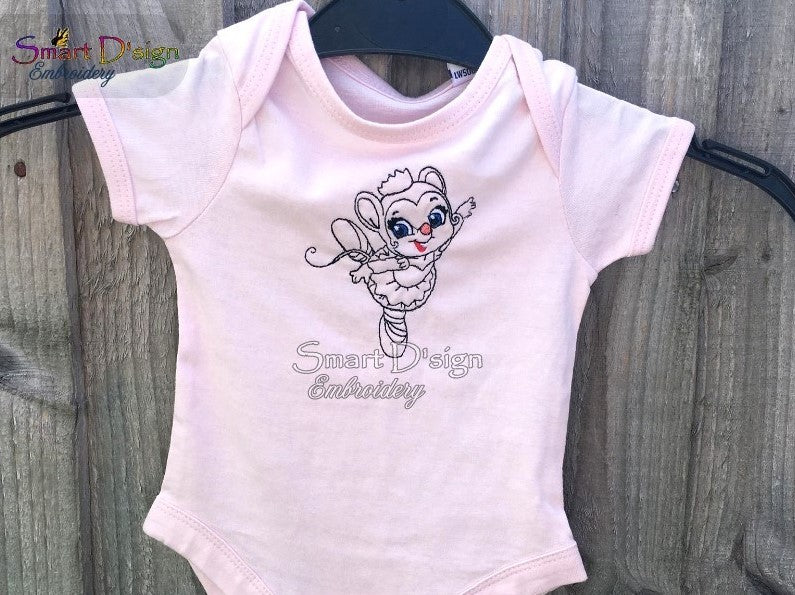 Ballerina Mice Embroidery Baby Shirt