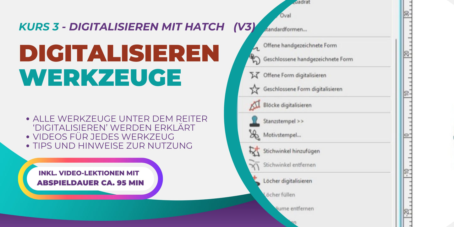 Kurs 3 - WERKZEUGPALETTE - DIGITALISIEREN-Werkzeuge | Auszug aus dem HATCH V3 Komplettkurs für Einsteiger