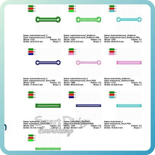 10 KNOPFLÖCHER APPLIKATIONEN