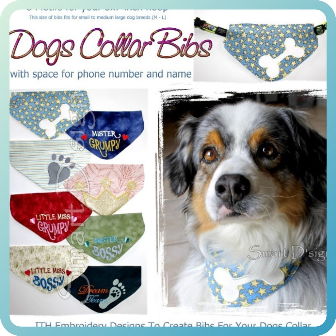 ITH DOG COLLAR BIBS - BANDANAS 5x7 inch