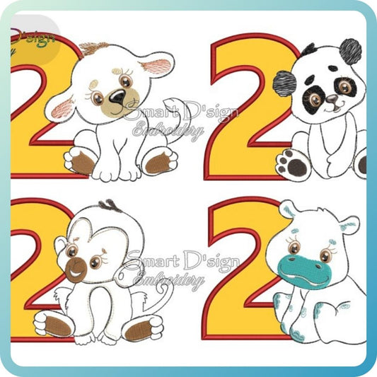 2nd BIRTHDAY JUNGLE BABIES - Applique Designs