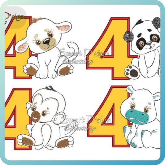 4th BIRTHDAY JUNGLE BABIES - Applique Designs