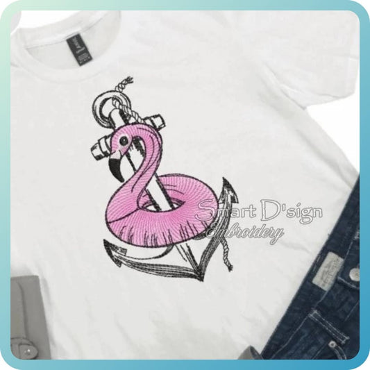 ANCHOR FLAMINGO Maritime Doodle Outline