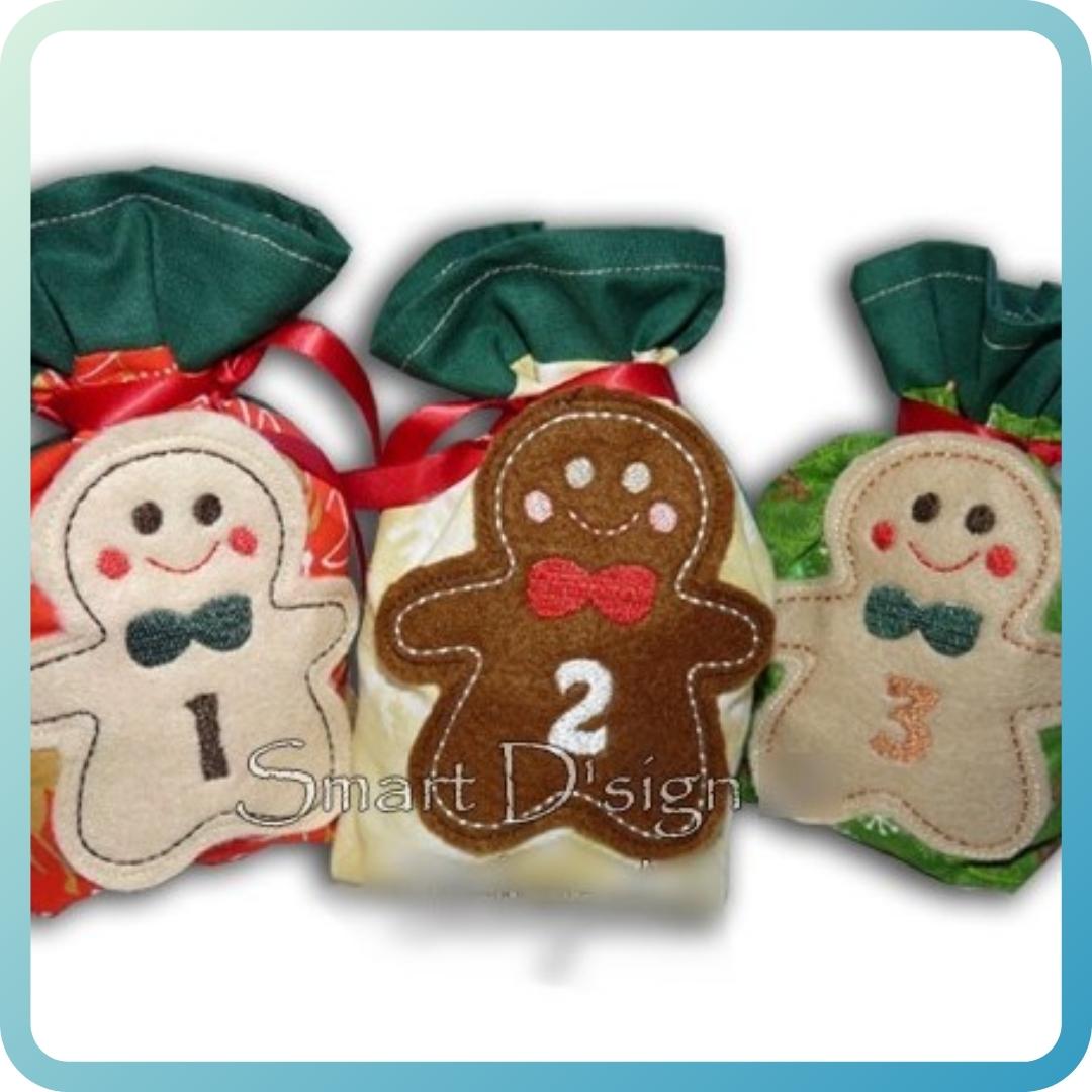 GINGERBREAD MAN ADVENT CALENDAR APPLIQUES