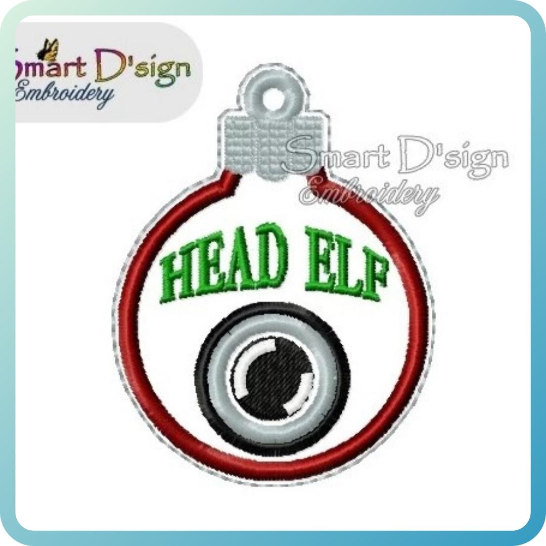 ITH HEAD ELF CAM CHRISTMAS BAUBLE