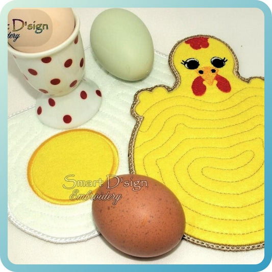 ITH HEN & EGG Mug Rug / Potholder