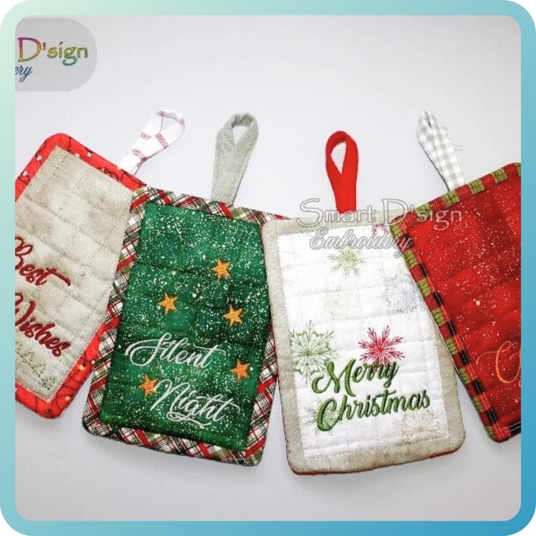 ITH SEASONS GREETINGS PATCHWORK POTHOLDER Set