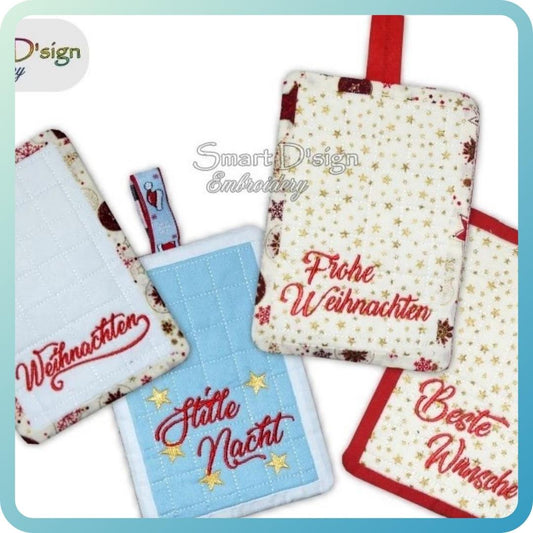 ITH WEIHNACHTSWÜNSCHE PATCHWORK TOPFLAPPEN Set