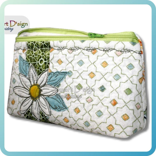 BLUMEN PATCHWORK - ITH QUILT REISSVERSCHLUSS TASCHE