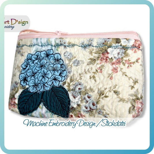 HYDRANGEA PATCHWORK - ITH QUILT ZIPPER BAG