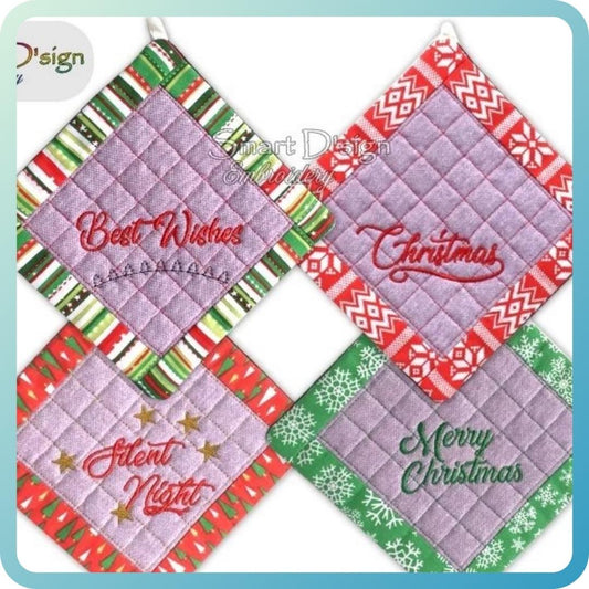 ITH PATCHWORK TOPFLAPPEN ENGLISCHE WEIHNACHTEN Set 4x