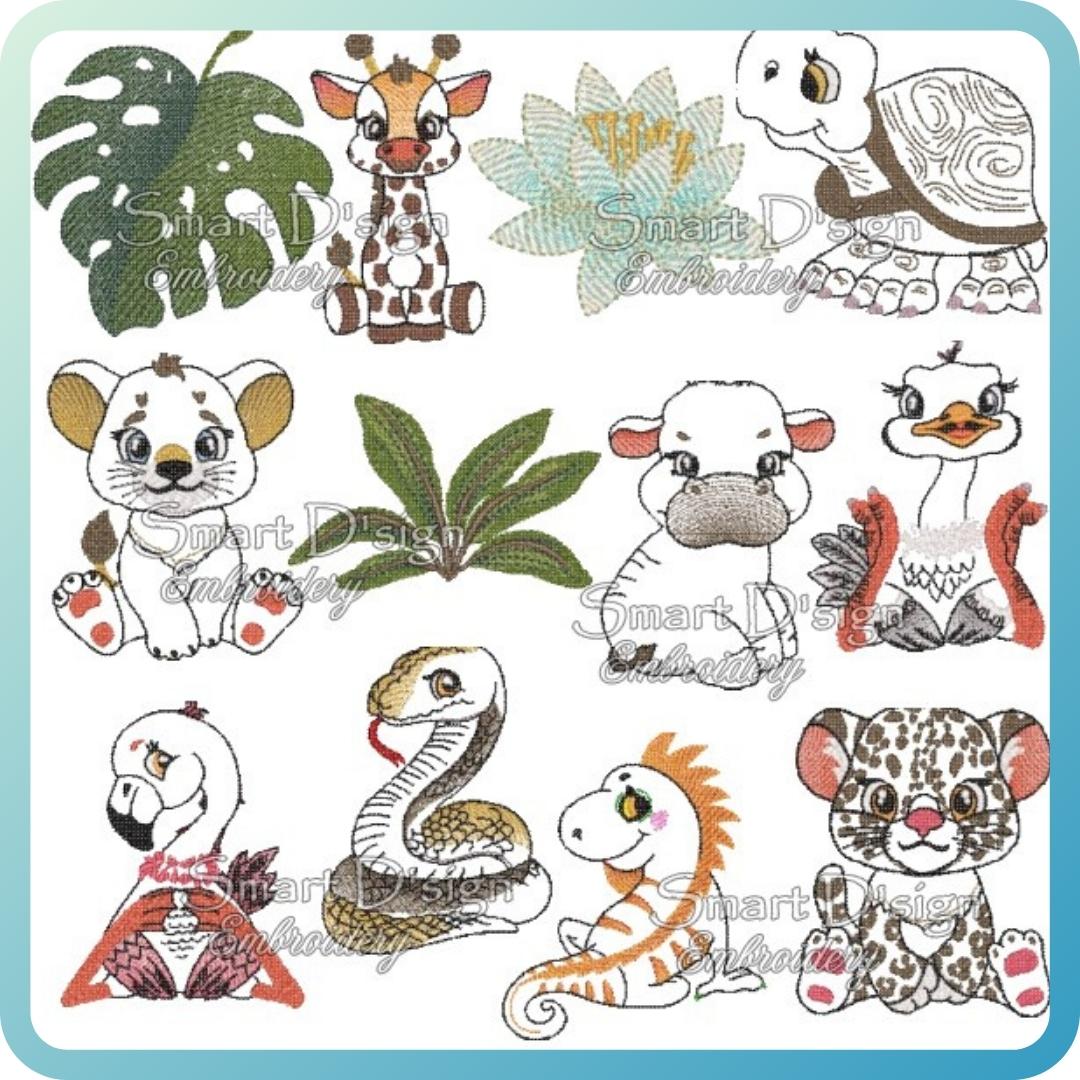 JUST HATCHED - SAFARI RAW EDGE DOODLE APPLIQUE Mega Set