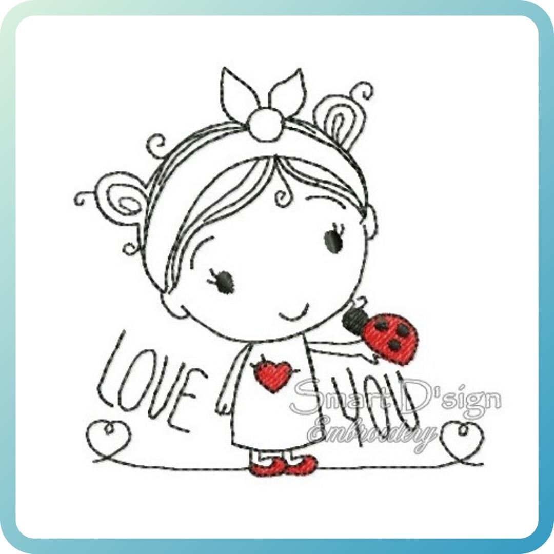 LOVE YOU Doodle Applique