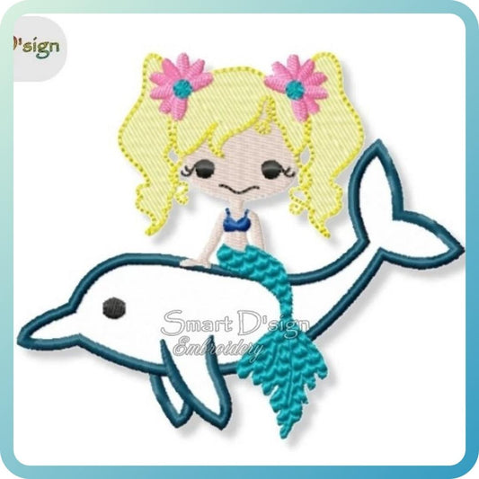 MERMAID with DOLPHIN APPLIQUE