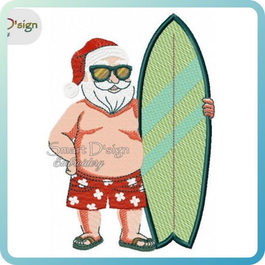 SOMMER SANTA mit SURFBOARD