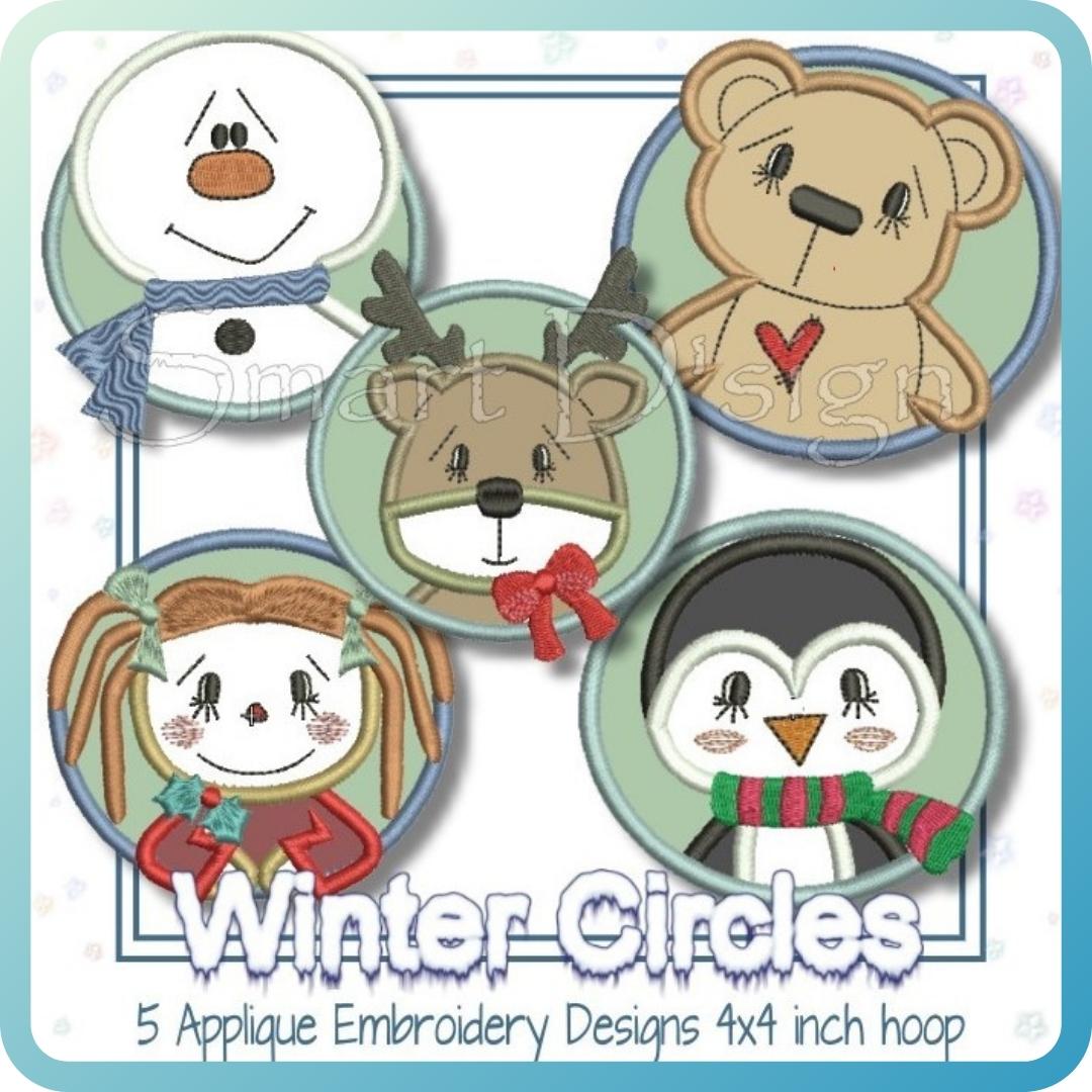 5 WINTER CIRCLE APPLIQUES