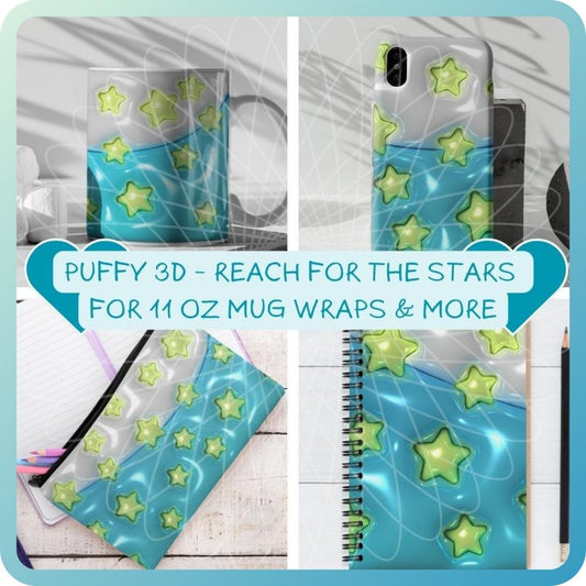 PUFFY 3D STARS - 3D Inflated 11 Oz Mug Wrap