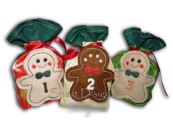 GINGERBREAD MAN ADVENT CALENDAR APPLIQUES