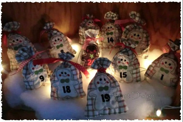 GINGERBREAD MAN ADVENT CALENDAR APPLIQUES