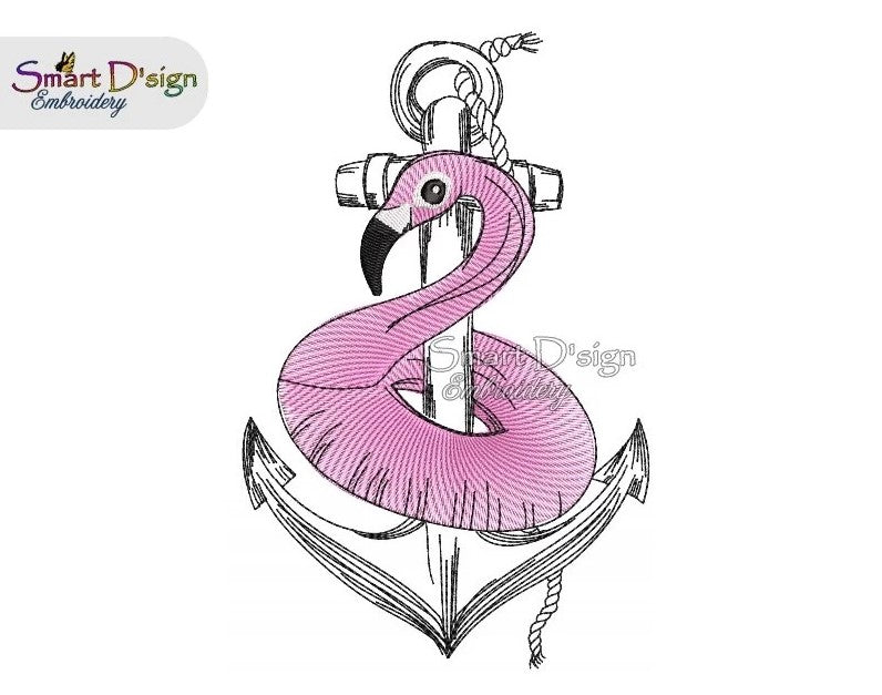 ANCHOR FLAMINGO Maritime Doodle Outline