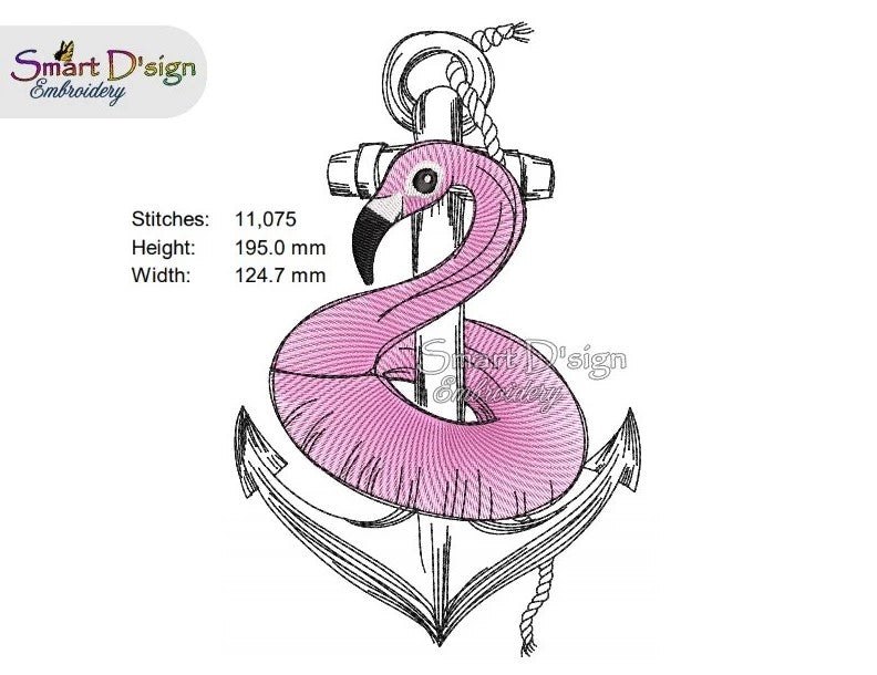 ANCHOR FLAMINGO Maritime Doodle Outline