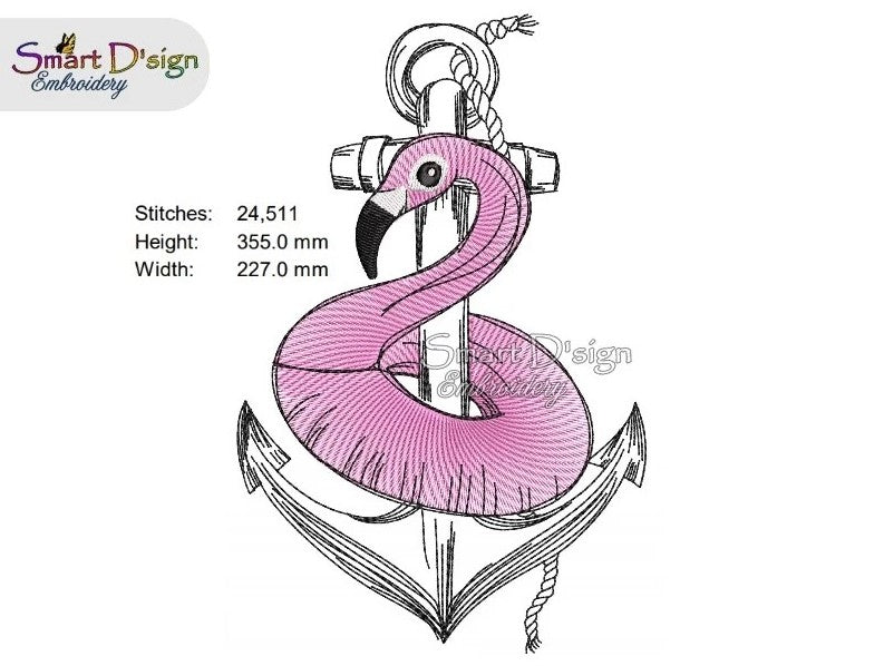 ANCHOR FLAMINGO Maritime Doodle Outline