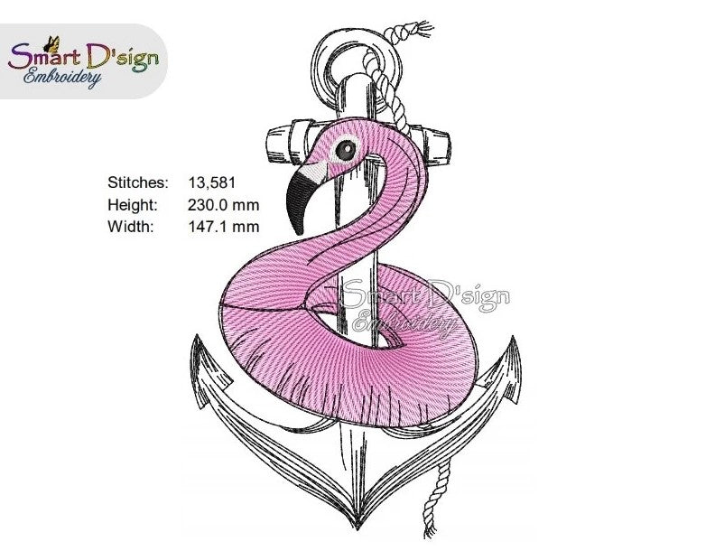 ANCHOR FLAMINGO Maritime Doodle Outline