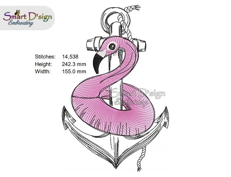 ANCHOR FLAMINGO Maritime Doodle Outline