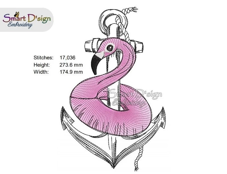 ANCHOR FLAMINGO Maritime Doodle Outline