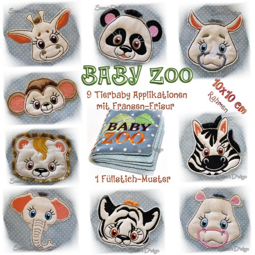 BABY ZOO ANIMAL FRINGE APPLIQUES Set