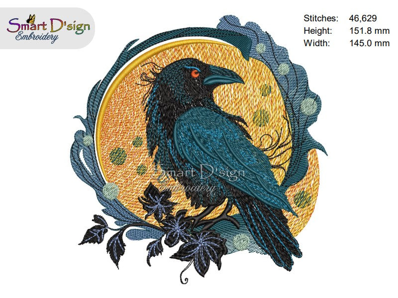 Moon outlets Raven hand embroidery