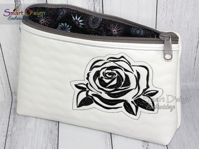 SCHWARZE ROSE - ITH QUILT REISSVERSCHLUSS TASCHE