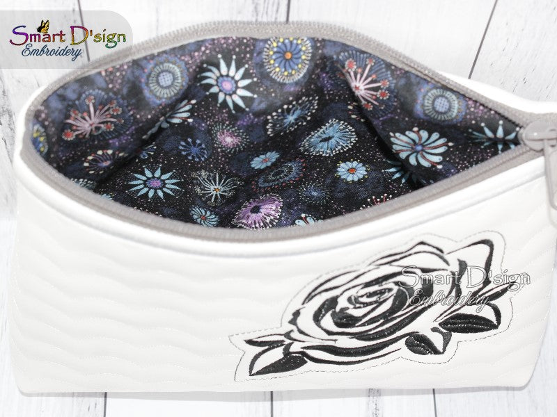 BLACK ROSE - ITH QUILT ZIPPER BAG