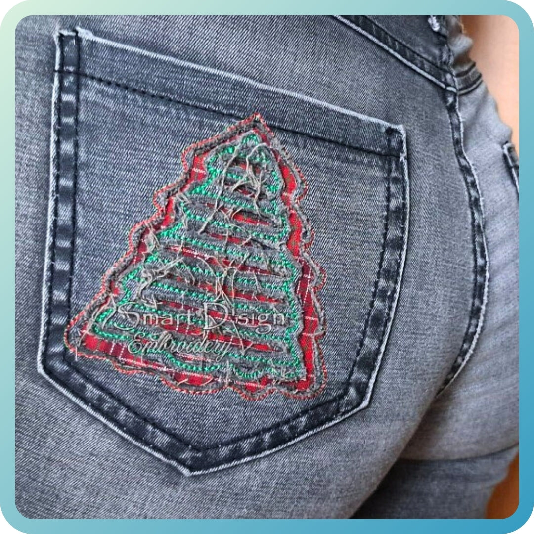 CHRISTMAS TREE Negative Applique Faux Chenille