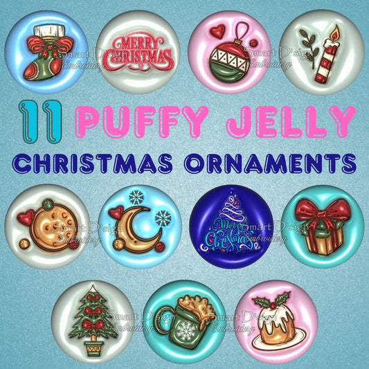 PUFFY JELLY CHRISTMAS ORNAMENTS  - Set 1