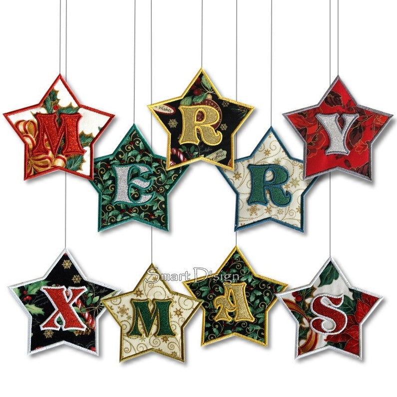 CHRISTMAS STAR APPLIQUE BUNTING 26 Letters