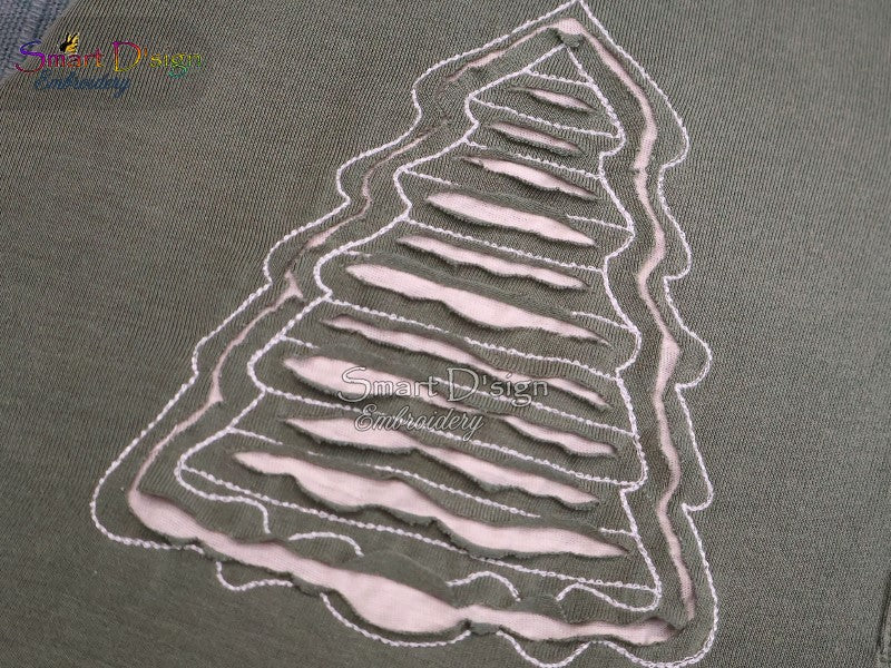 CHRISTMAS TREE Negative Applique Faux Chenille