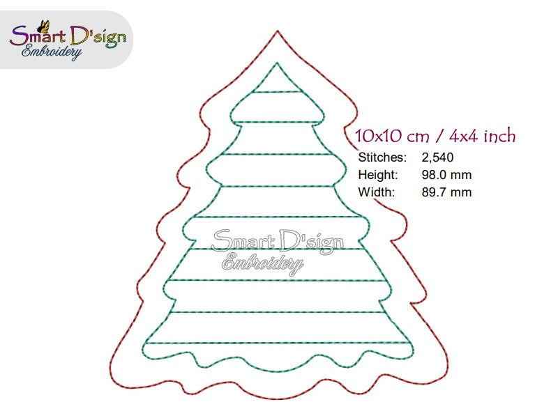 CHRISTMAS TREE Negative Applique Faux Chenille