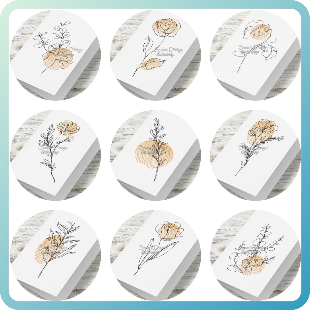 SET 9x OUTBACK FLOWERS Line Art