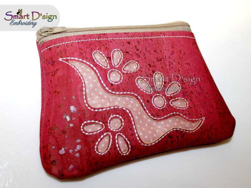 FLOWER CUT NEGATIVE APPLIQUE - ITH ZIPPER BAG