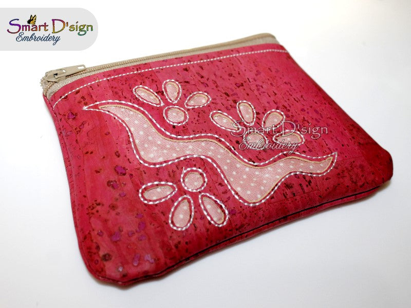 FLOWER CUT NEGATIVE APPLIQUE - ITH ZIPPER BAG