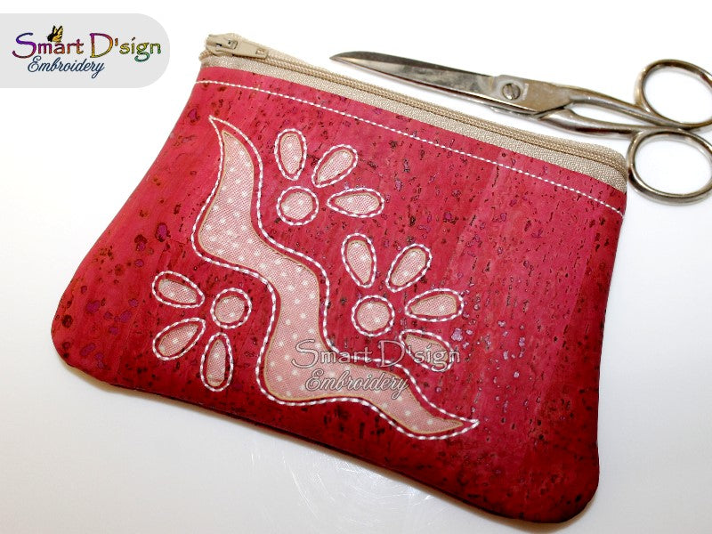 FLOWER CUT NEGATIVE APPLIQUE - ITH ZIPPER BAG