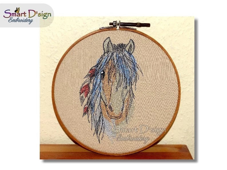 NATIVE WAR HORSE Cross Stitch