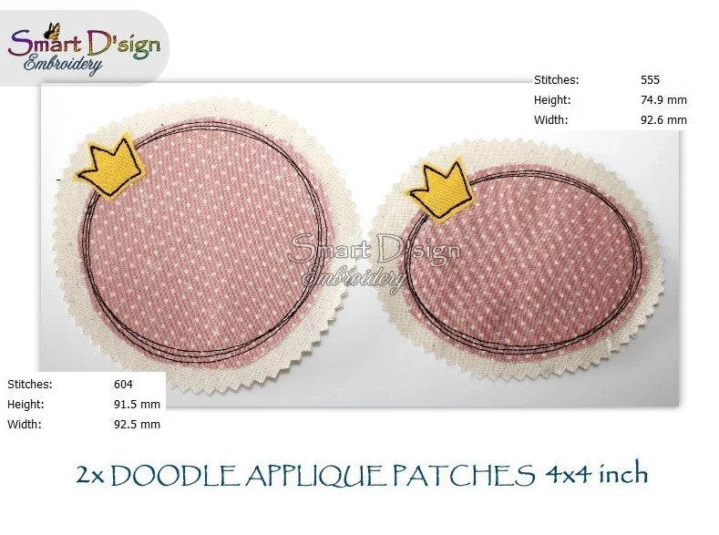 CROWN DOODLE APPLIQUE PATCHES