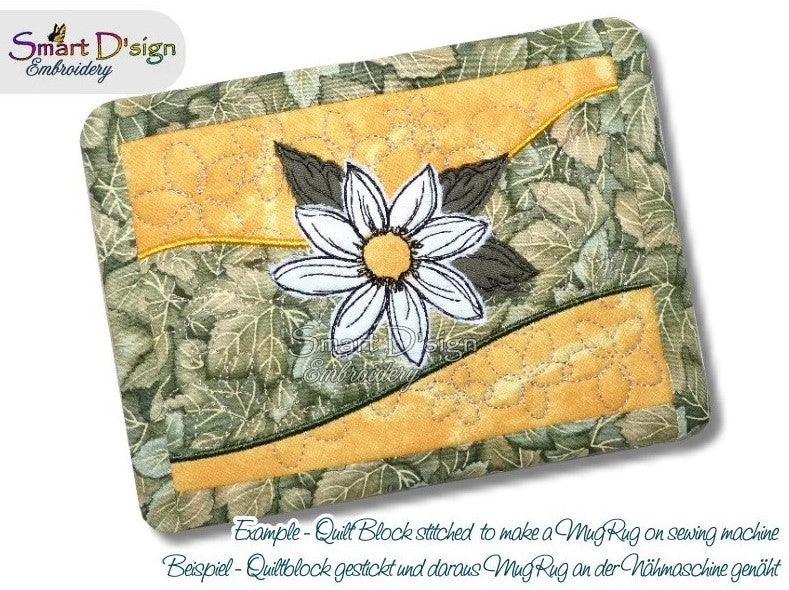 DAISY FLOWER Table Runner Quilt Blocks - SET of 4 blocks